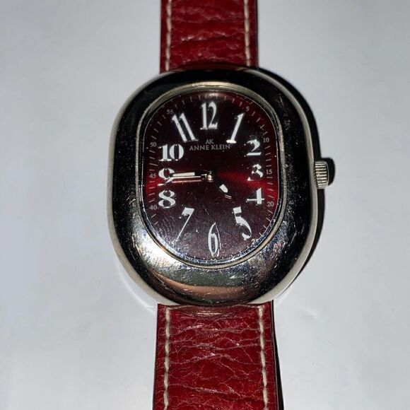 Anne Klein Women\'s Red Leather Band Stainless Steel Back Quartz Watch OS main image 8